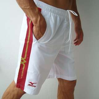 NWT Mizuno Mens Tennis Shorts White/Red L 29 31  