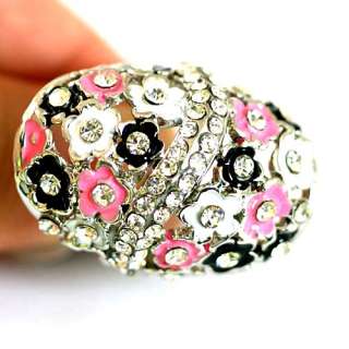   Huge Oval Flora Inlay Diamante CZ Ring Jewelry Fashion Rings  