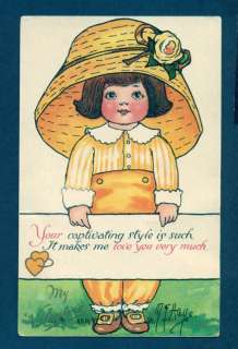G1020 MG Hays postcard, Paper Doll Boy, Valentines Day  
