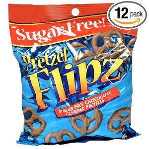 Flipz Sugar Free Chocolatey Covered Pretzels, 3 Ounce Bags (Pack of 12 