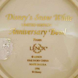 LENOX DISNEY SNOW WHITE ANNIVERSARY BOWL LTDED 1996 NIB  