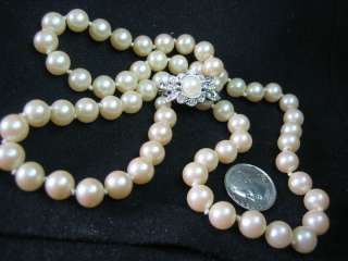 VINTAGE OPERA LENGTH SIMULATED PEARL NECKLACE KNOTED  