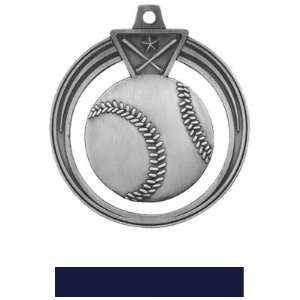 Hasty Awards 2.5 Eclipse Custom Baseball Medals SILVER MEDAL/NAVY 