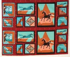 NEW PONY PATCH QUILT PANEL FABRIC APPX. 35X44  
