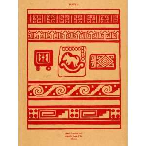  1926 Lithograph Aztec Borders Motifs Mexico Designs Decorative 