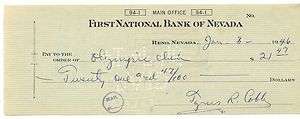 Ty Cobb 1946 Autographed Signed Personal Check Authentic  