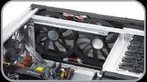 Dual 230mm top fans provide for improved exhaust airflow Dual or 