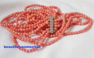 Elegant 6strands pink coral necklace silver clasp,This a beautiful 