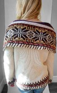 Vtg 80s Cowl Neck KNIT Navajo ETHNIC Native SOUTHWESTERN Boho Sweater 