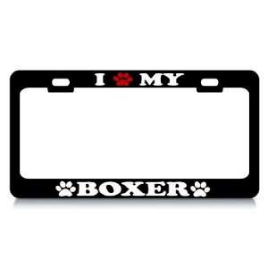  I LOVE MY BOXER Dog Pet Auto License Plate Frame Tag 