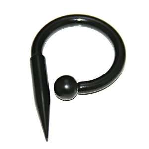    Anodized Black Steel Ear Spike Hanger with Ball  8g Jewelry