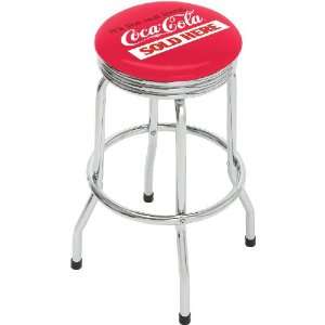   The Real Thing Coca Cola Sold Here Single Foot Ring Stool with Swivel