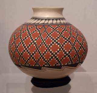 Mata Ortiz Mexico Pottery Folk Art Geometric Pot Eye Dazzler Olla Rosa 