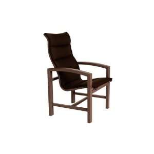   Padded Sling Aluminum Arm Patio Dining Chair Textured Barley Patio