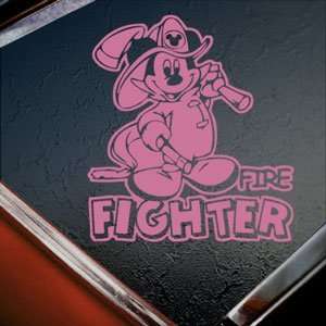  MICKEY DISNEY FIRE FIGHTER Pink Decal Window Pink Sticker 