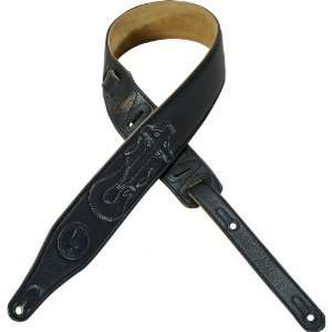   strap with burning cross stitching design   Black Musical Instruments
