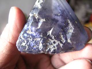   UNIQUE 750CT 8 SIDED NATURAL BLUE FLUORITE HAVE pyramid  
