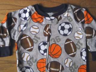 Toddler Boys Pajamas Gray Footed Sports Sleeper Baby Size 12 months 4T 