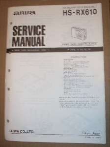 AIWA Service Manual~HS RX610 Radio Cassette Player  
