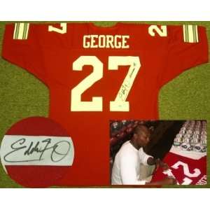 Eddie George Signed Ohio State Russell Red Jersey