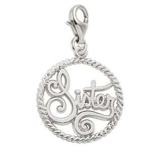   Charms Sister Charm with Lobster Clasp, 14k White Gold Jewelry