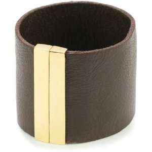   Accessories & Beyond Brown Leather Cuff With Magnetic Clasp Jewelry