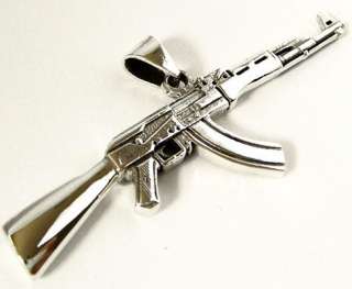 AK 47 AK47 RIFLE GUN SOLID STERLING 925 SILVER PENDANT  