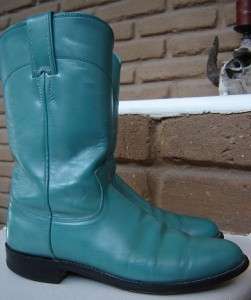 GORGEOUS TURQUOISE Justin Roper Cowboy Boots, Womens 8 or Mens 6.5 