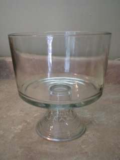 LARGE TRIFLE DISH Bowl Serving GLASS Diamond Pedestal  
