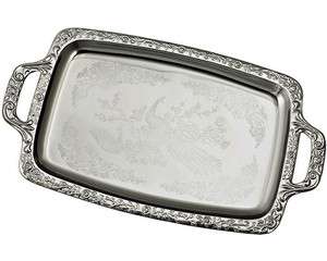 New Kitchen Pride Oblong Rectangle Serving Tray With Floral Engraved 