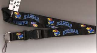 New KU Kansas Jayhawks Black Lanyard Keychain Clip 763264958073  