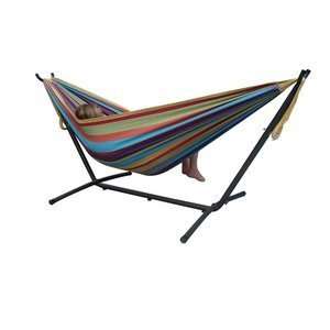  VIVERE DOUBLE HAMMOCK MULTI COLOR WITH STEEL STAND & CARRY 