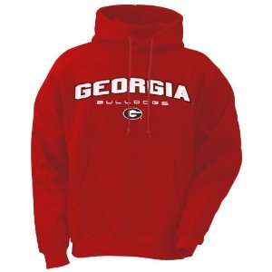 Georgia Bulldogs Red Bevel Square Hoody Sweatshirt:  Sports 