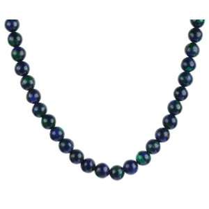 18 Azurite 8mm Round Bead Necklace with Sterling Silver 