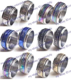   jewelry lots 36pcs spin Stainless steel mens Rings free shipping