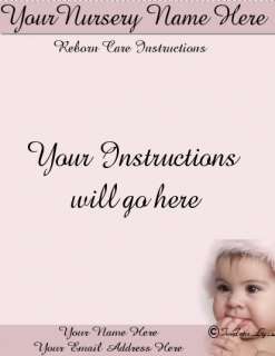 10 REBORN BABY CARE INSTRUCTION PAGE DRAFTS ASSORTED DESIGNS  