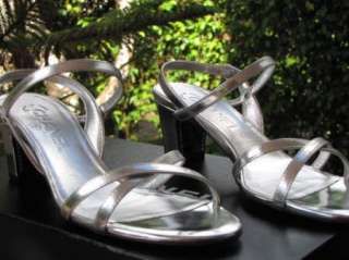 CHANEL SHOES SANDALS HEELS SILVER 36 6  