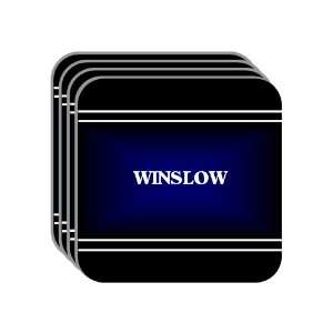   Name Gift   WINSLOW Set of 4 Mini Mousepad Coasters (black design