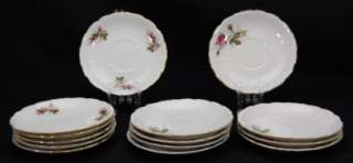 Lot (52) Moss Rose Porcelain Set Tidbit Snack Plates  