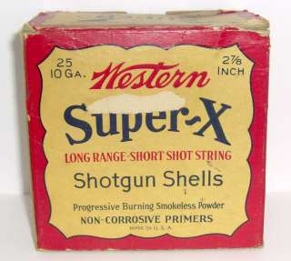 VINTAGE WESTERN 10 GA. SUPER X EMPTY SHOTGUN SHELL BOX #S145C  
