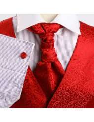 Red Patterned Wedding Vest for Men plaid for Mens Gift Idea with 