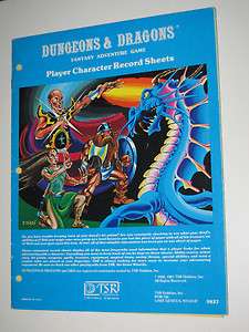 DUNGEONS & DRAGONS PLAYER CHARACTER RECORD SHEETS 1981 TSR 9037  