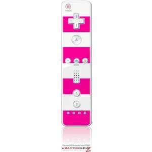 Wii Remote Controller Skin   Kearas Psycho Stripes Hot Pink and White 