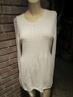 Womens Daisy Fuentes White Cable Top Baby Doll Tunic Cotton/Rayon 