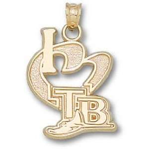  Tampa Bay Rays Solid 10K Gold I Heart TB 3/4 Pendant 