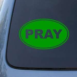 PRAY EURO OVAL   God Jesus Christian Mormon   Vinyl Car Decal Sticker 