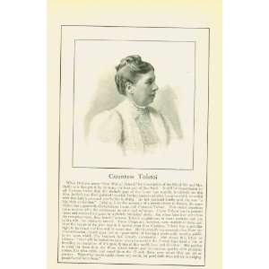  1901 Print Countess Tolstoi Wife of Russian Author Count 
