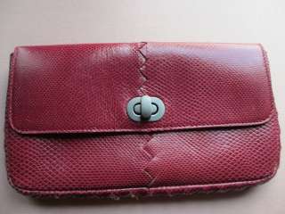 Bottega Veneta red lizard leather accessory clutch cosmetic bag new 