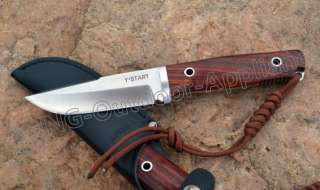 START AUS 8A Blade Wood Handle Fixed Blade Hunting Knife w/ Sheath 