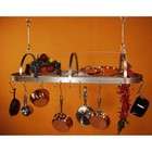 HSM Stainless Steel Pot Rack with 24 Hooks and Grid Shelf